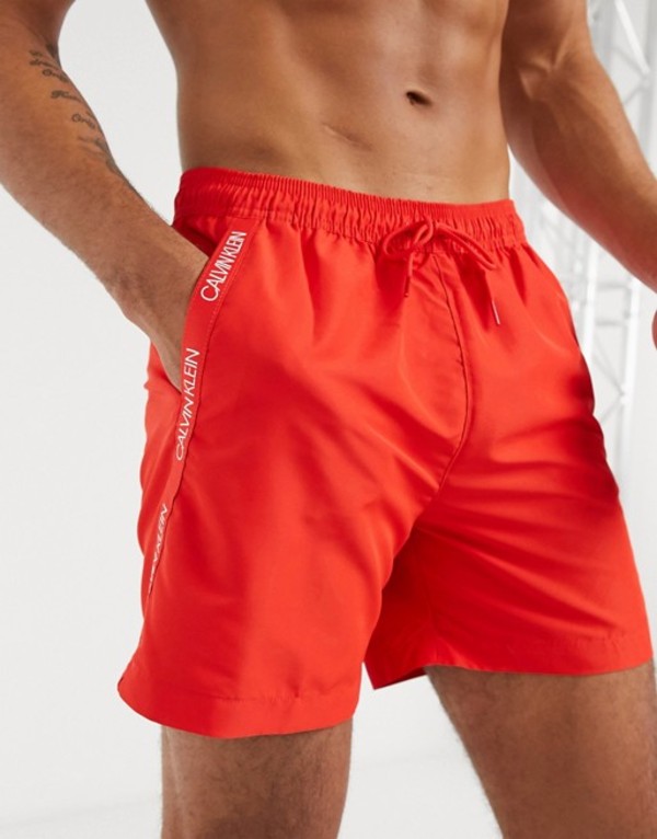 公式 楽天市場 カルバンクライン メンズ ハーフパンツ ショーツ 水着 Calvin Klein Medium Length Swim Trunks In Red Pvh Black Revida 楽天市場店 手数料安い メンズファッション 水着 Www Alatuji Com