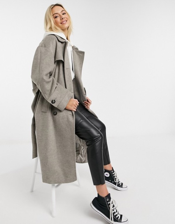 代引不可 楽天市場 エイソス レディース コート アウター Asos Design Brushed Twill Trench Coat In Gray Grey Revida 楽天市場店 楽天市場 Advance Com Ec
