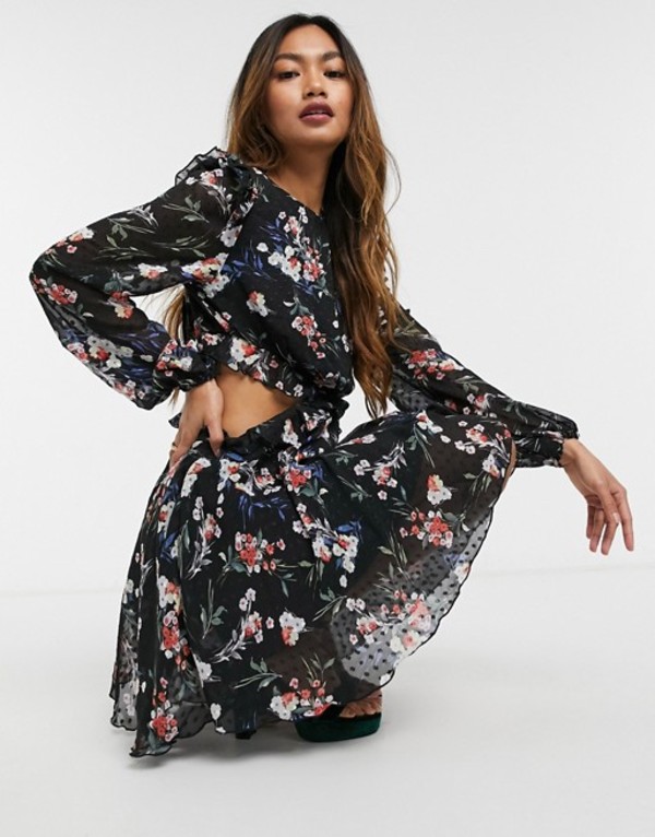 値段が激安大特価 送料無料 Black サイズ交換無料 フォーエバー ユー レディース トップス ワンピース ワンピース Black Floral Floralレディースファッション フォーエバー ユー レディース ワンピース トップス Forever U Mini Skater Dress With Cut Out Sides In