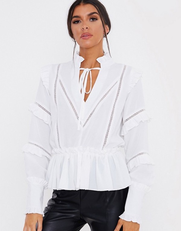 即納特典付き 楽天市場 インザスタイル レディース シャツ トップス In The Style X Lorna Luxe Ruffle Trim Blouse In White White Revida 楽天市場店 人気特価激安 Proftech Medicina Ru