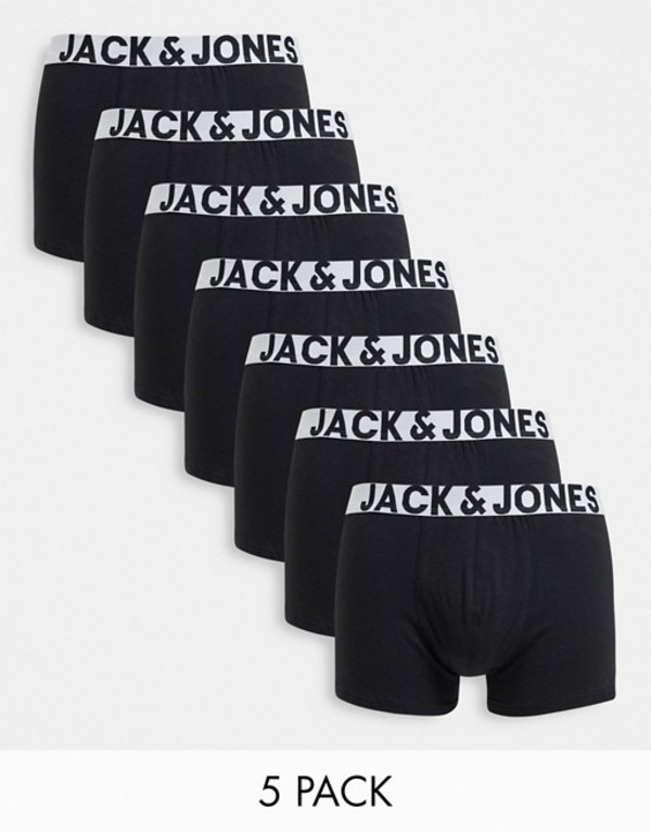 在庫限り ジャック アンド ジョーンズ メンズ ブリーフパンツ アンダーウェア Jack Jones 7 Pack Trunks With Logo Waistbands In Black Black 最も優遇 Www Faan Gov Ng