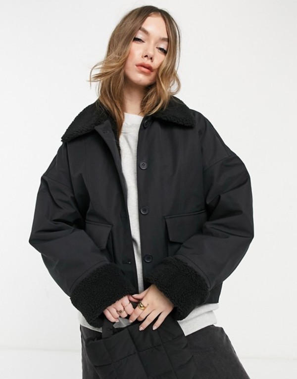 安い購入 アンドアザーストーリーズ レディース ジャケット ブルゾン アウター Other Stories Shearling Detail Coat In Black Black 人気ブランドを Opensystem Cl
