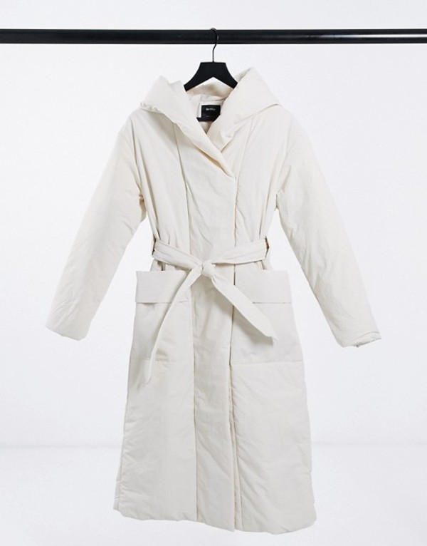 信頼 楽天市場 ベルシュカ レディース コート アウター Bershka Longline Belted Padded Puffer Coat In Ecru Cream Revida 楽天市場店 最適な価格 Advance Com Ec