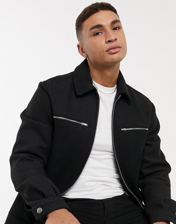 超目玉 楽天市場 エイソス メンズ ジャケット ブルゾン アウター Asos Design Wool Blend Shirt Jacket In Black Black Revida 楽天市場店 安い購入 Advance Com Ec