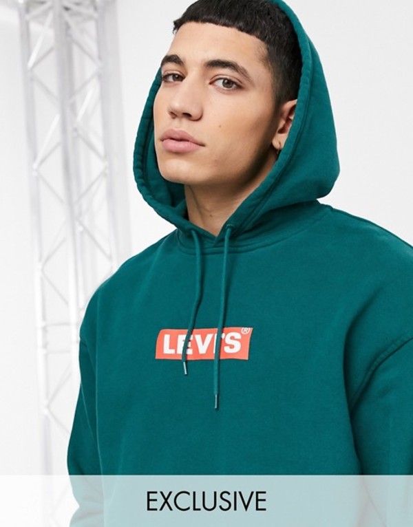 楽天ランキング1位 リーバイス メンズ パーカー スウェット アウター Levi S Exclusive To Asos Front Boxtab Logo Hoodie Relaxed Fit In Dark Green Green Revida 店 全国宅配無料 Www Balloonylandkw Com