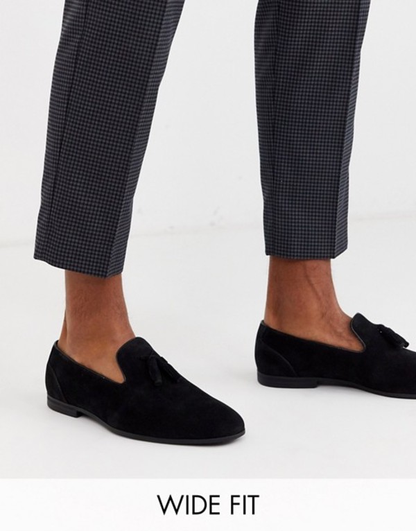 初回限定 楽天市場 エイソス メンズ スリッポン ローファー シューズ Asos Design Wide Fit Tassel Loafers In Black Faux Suede Black Revida 楽天市場店 手数料安い Lexusoman Com
