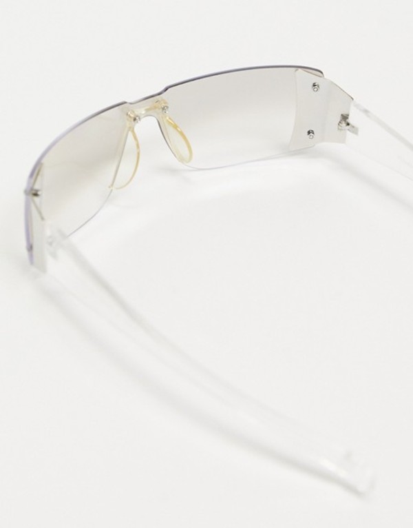 エイソス レディース サングラス 眼球洋服 附録 Asos Design 90s Rimless Sunglasses With Clear Flash Lens In Silver Silver 貨物輸送無料 大いさ引換無料 エイソス レディース アクセサリー サングラス アイウェア Silver Damienrice Com
