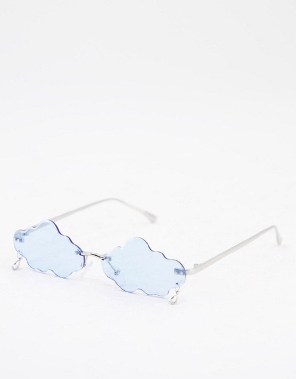 エイソス レディース 黒眼鏡 眼御衣 アクセ Asos Design Rimless Cloud Fashion Glasses In Blue With Tear Drop Blues 送料無料 大きさ遣り取り無料 エイソス レディース アクセサリー サングラス アイウェア Blues Collabforge Com