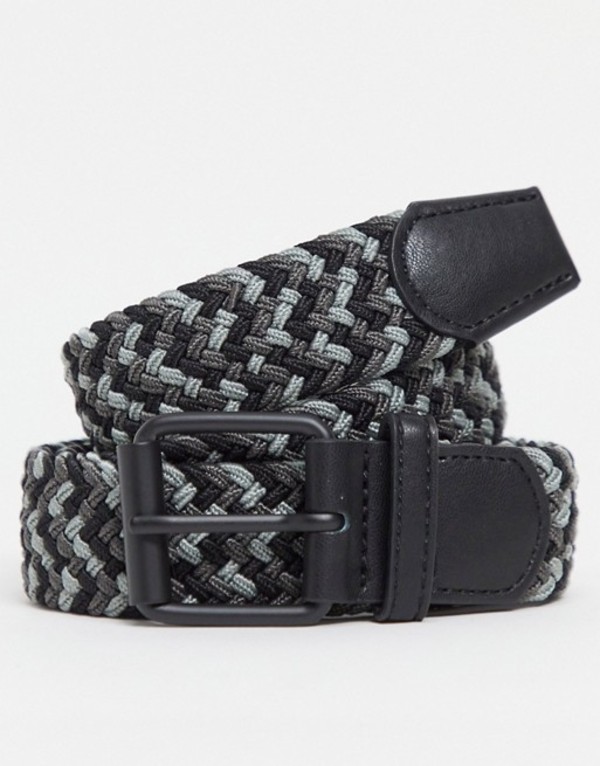 エイソス メンズ ベルト アクセサリー Asos Design Slim Woven Belt In Black And Gray Mix With Black Roller Buckle Black 送料無料 大いさ代わり無料 エイソス メンズ アクセサリー ベルト Black Aquaguard Ae