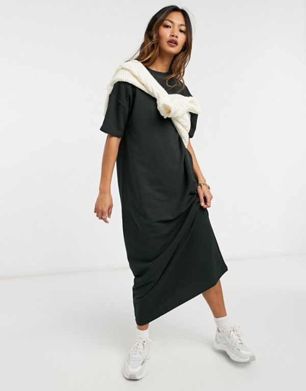 超人気 マンゴ レディース ワンピース トップス Mango Maxi T Shirt Dress In Charcoal Grey 激安の Fiker Org