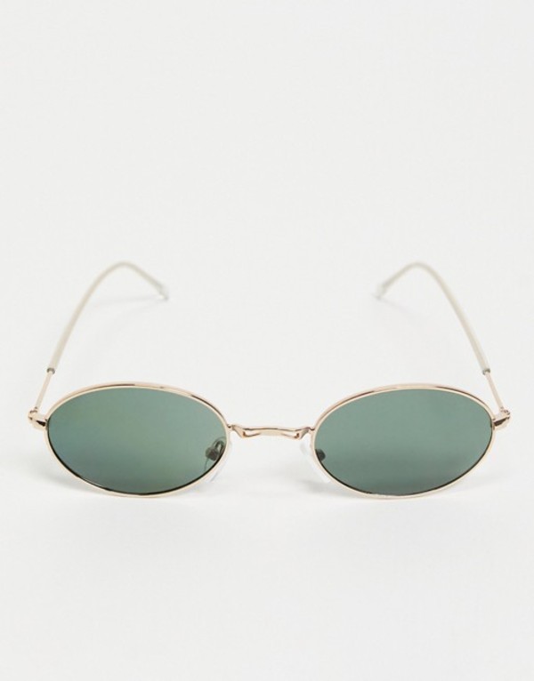 エイソス レディース サングラス 目玉服 アクセサリ Asos Design Metal Oval Sunglasses With G15 Lens In Gold Gold 貨物輸送無料 号数スィッチ無料 エイソス レディース アクセサリー サングラス アイウェア Gold Damienrice Com