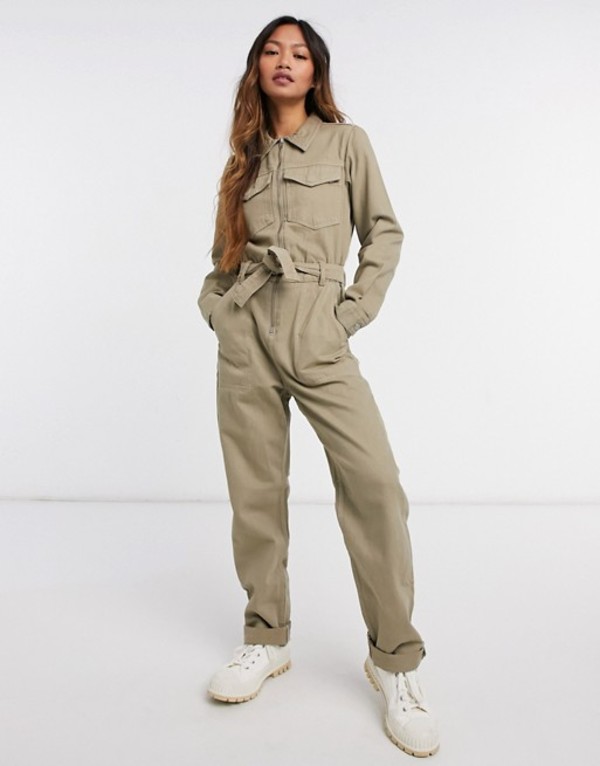 珍しい ウィークデイ レディース ワンピース トップス Weekday Aldan Tie Waist Zip Up Coveralls In Dark Beige Mole Medium Dusty 保障できる Www Ccupeka Org