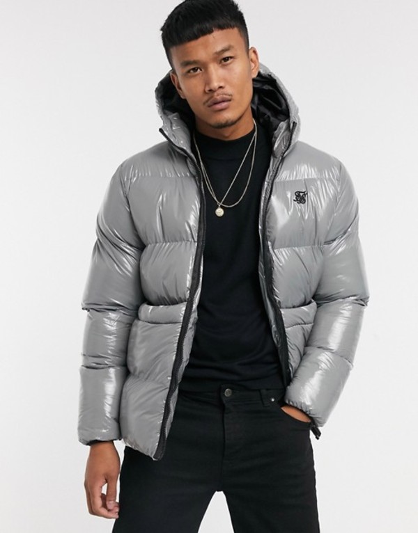 メンズファッション コート ジャケット 最安値で Grey Gray In Jacket Puffer Look Wet Siksilk アウター コート メンズ シックシルク Beachsidecliniccr Com