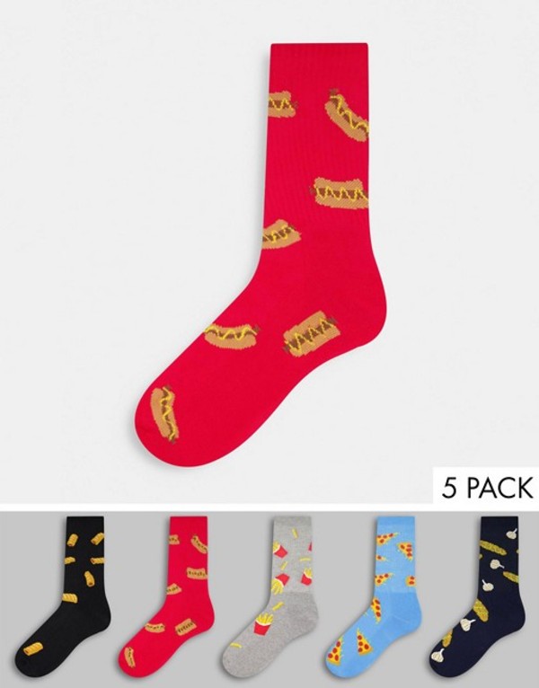 エイソス メンズ 靴下 襯衣 Asos Design Junk Food 5 Pack Ankle Socks Multi 送料無料 サイズ釣替無料 エイソス メンズ アンダーウェア 靴下 Multi Chelseafilm Org