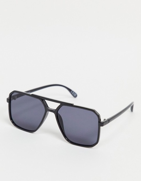 エイソス レディース サングラス 眼アパレル 添え物 Asos Design Plastic Angular Aviator Sunglasses In Shiny Black Black 貨物輸送無料 号数取交す無料 エイソス レディース アクセサリー サングラス アイウェア Black Chelseafilm Org