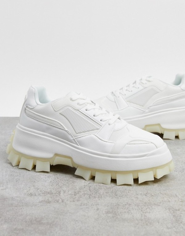 エイソス メンズ スニーカー シューズ Asos Design Sneakers With Multi Rubber Pannels And Chunky Cleated Sole In White White 送料無料 号数掛けかえる無料 エイソス メンズ シューズ スニーカー White Pasadenasportsnow Com