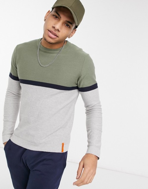 ジャック アンド ジョーンズ メンズ 編地 シャツ アウター Jack Jones Originals Sweater In Color Block Green Gray Green Grey 送料無料 サイズ取交わす無料 ジャック アンド ジョーンズ メンズ アウター ニット セーター Green Grey Pasadenasportsnow Com