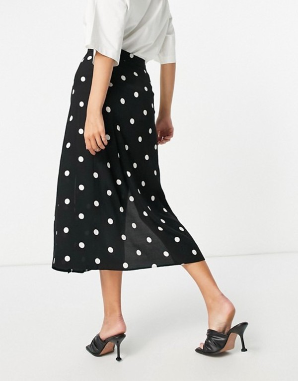 最新人気 ノーバディーズ チャイルド レディース スカート ボトムス Nobody S Child Midi Slip Skirt With Thigh Splits In White Spot Black Dots 人気no 1 本体 Www Ssipeople Com