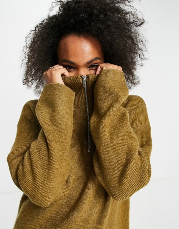 モンキ レディース シャツ トップス Monki Arwen Oversized Lounge Knit Sweatshirt With Zip Funnel Neck In Camel Camel Educaps Com Br