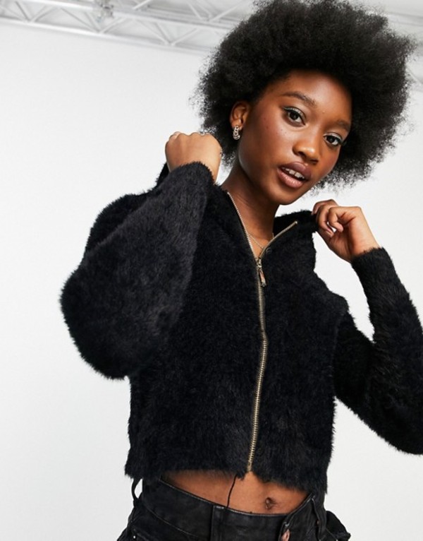 キューイーディーロンドン レディース パーカー 流汗 アウター Qed London Knitted Hoodie In Black Black 送料無料 号数代置無料 キューイーディーロンドン レディース アウター パーカー スウェット Black Pasadenasportsnow Com