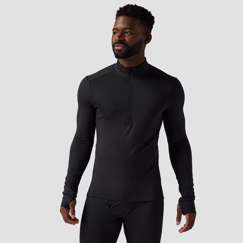 バックカントリー メンズ トップス Tシャツ Backcountry Pines Microgrid Ultra-Lt Baselayer 1/4-Zip Top - Men's Black ブラック｜ReVida 店