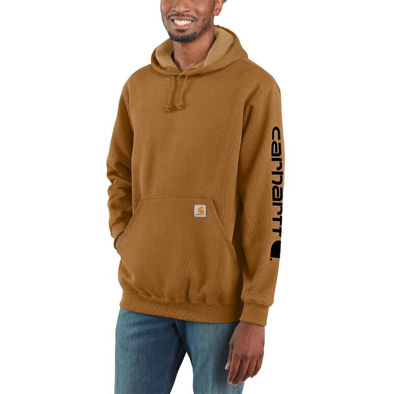 カーハート メンズ アウター パーカー・スウェット スウェット シャツ Carhartt Midweight Signature Sleeve Hooded Sweatshirt - Men's Carhartt Brown ブラウン|ReVida 店