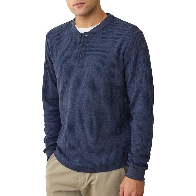 マリーン レイヤー メンズ トップス Tシャツ Marine Layer Waffle Henley - Men's Blue ブルー