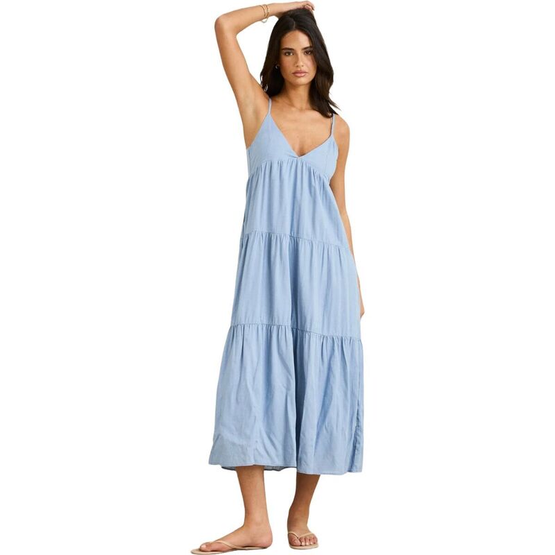 リズム レディース トップス ワンピース ティアード ミディワンピース ミディ Rhythm Classic Tiered Midi Dress - Women's Steel Blue ブルー