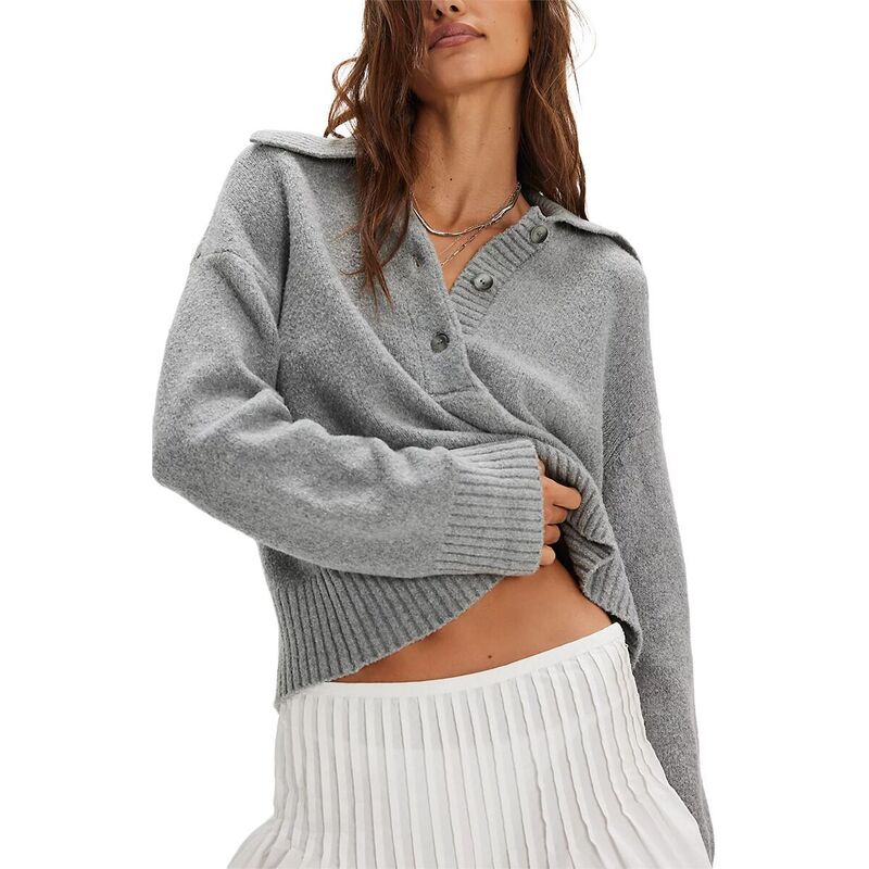 フリーピープル レディース アウター ニット・セーター ポロシャツ Free People Trading Up Polo - Women's Grey Heather グレー
