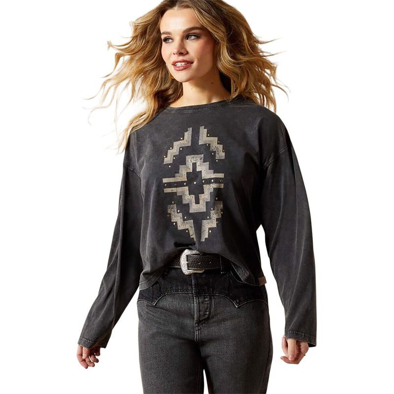 アリアト レディース トップス Tシャツ Ariat Hesperia T-Shirt - Women's Black Mineral Wash ブラック