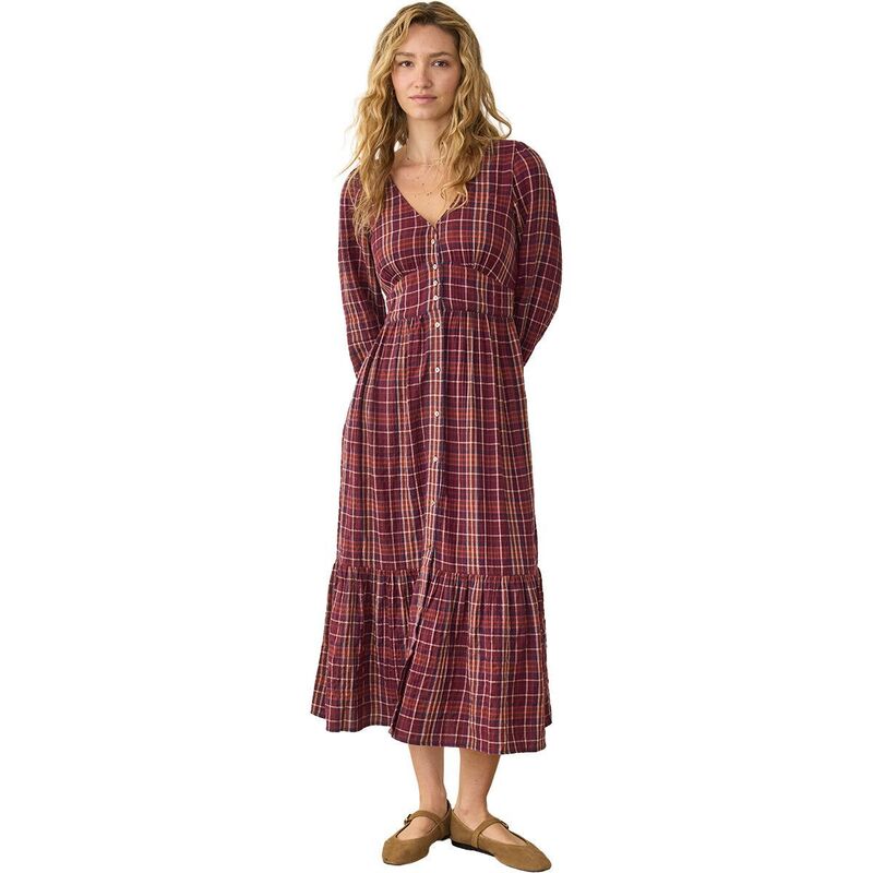 マリーン レイヤー レディース トップス ワンピース ウール Marine Layer Maeve Delightful Wool Dress - Women's Fig Plaid チェック