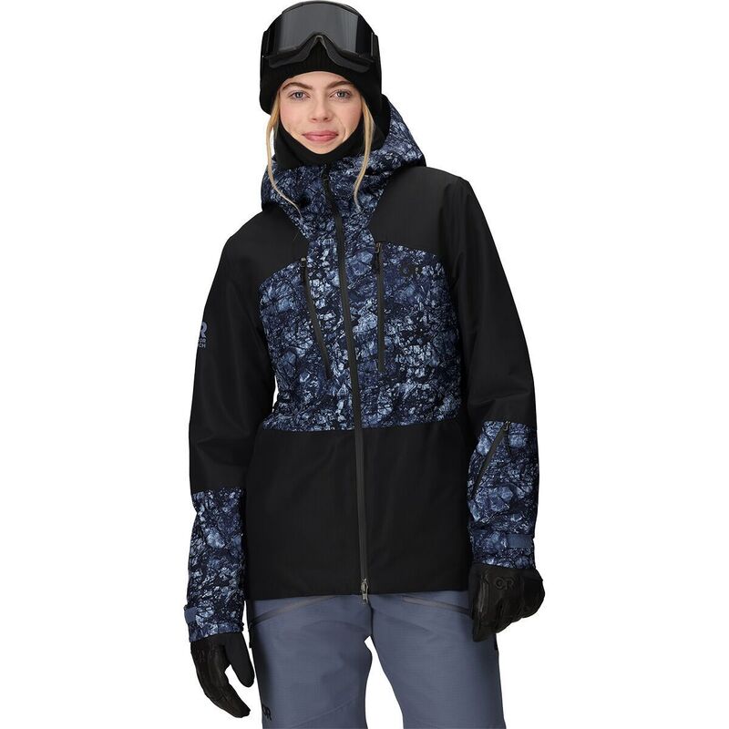 アウトドアリサーチ レディース アウター ジャケット・ブルゾン ジャケット Outdoor Research Powderverse Jacket - Women's Summit Granite Print/Black ブラック｜ReVida 店