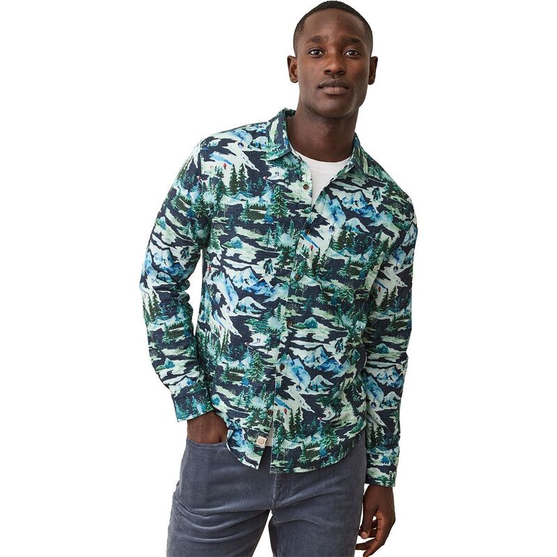 マリーン レイヤー メンズ トップス シャツ Marine Layer Novelty Brushed Stretch Selvage Shirt - Men's Navy Ski Print ネイビー｜ReVida 店