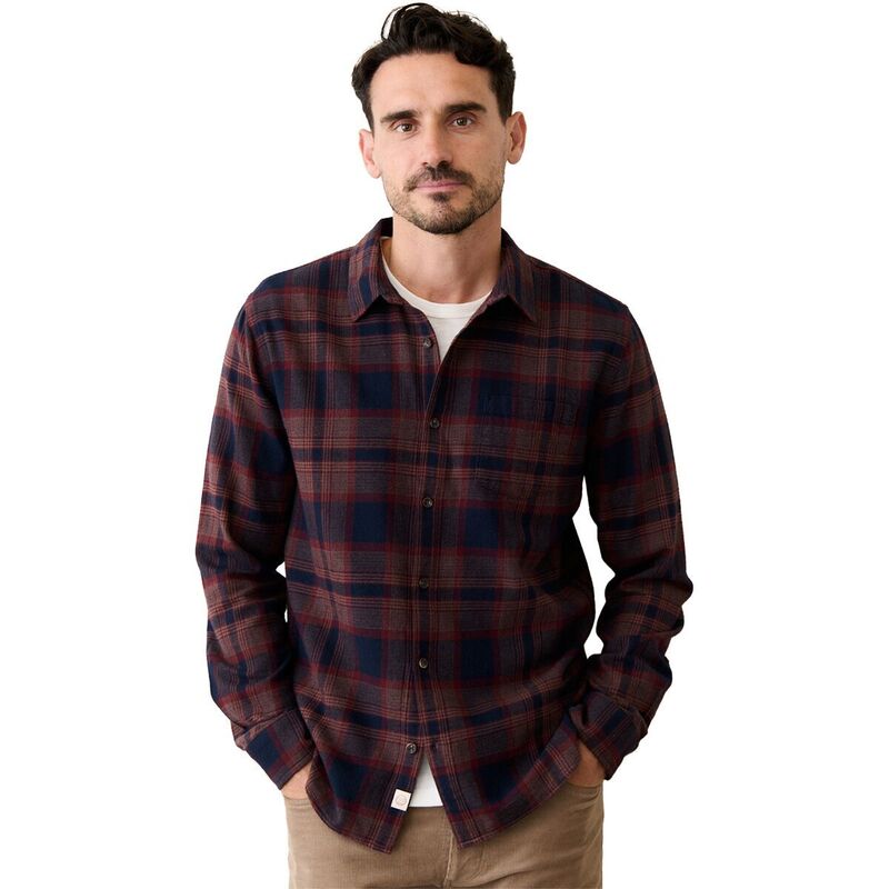 マリーン レイヤー メンズ トップス シャツ Marine Layer Pacifica Stretch Shirt - Men's Navy/Burgundy Plaid ネイビー