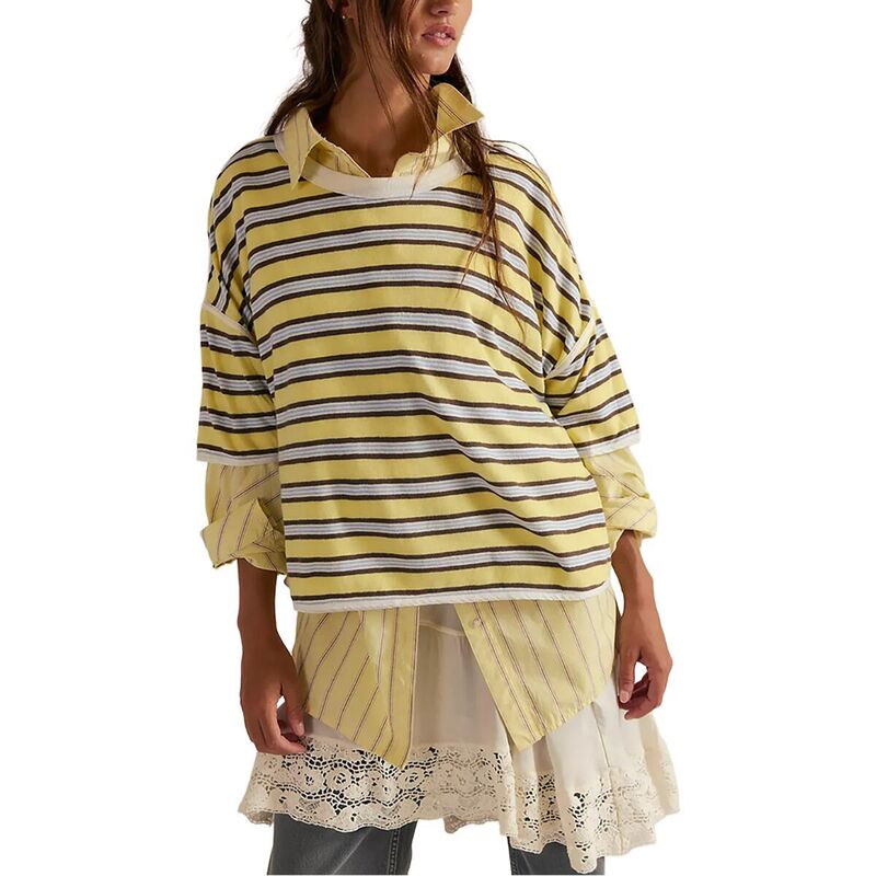 フリーピープル レディース トップス Tシャツ Free People Clean Rugby T-Shirt - Women's Yellow Combo イエロー