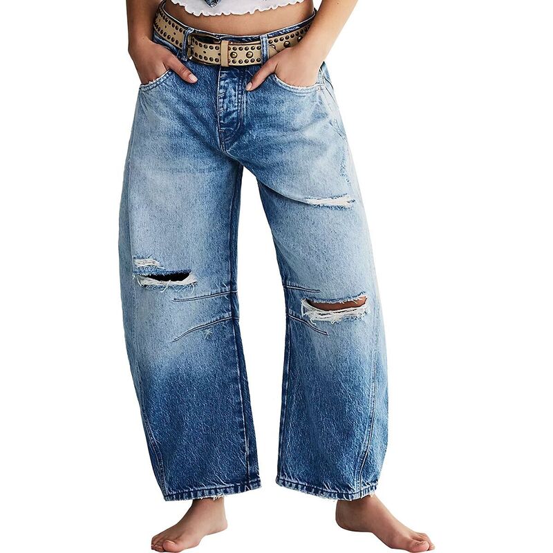 フリーピープル レディース ボトムス カジュアルパンツ Free People Good Luck Mid Rise Barrel Pant - Women's Barnyard Blue ブルー 20,221円