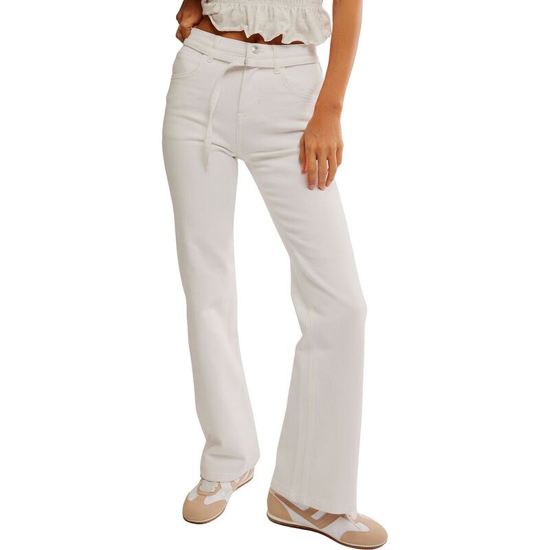 フリーピープル レディース ボトムス 心地好いズボン下 A 伝達ルート Free People Sabine Slim A Line Jean - Women\u0027s Optic White 白いこと
