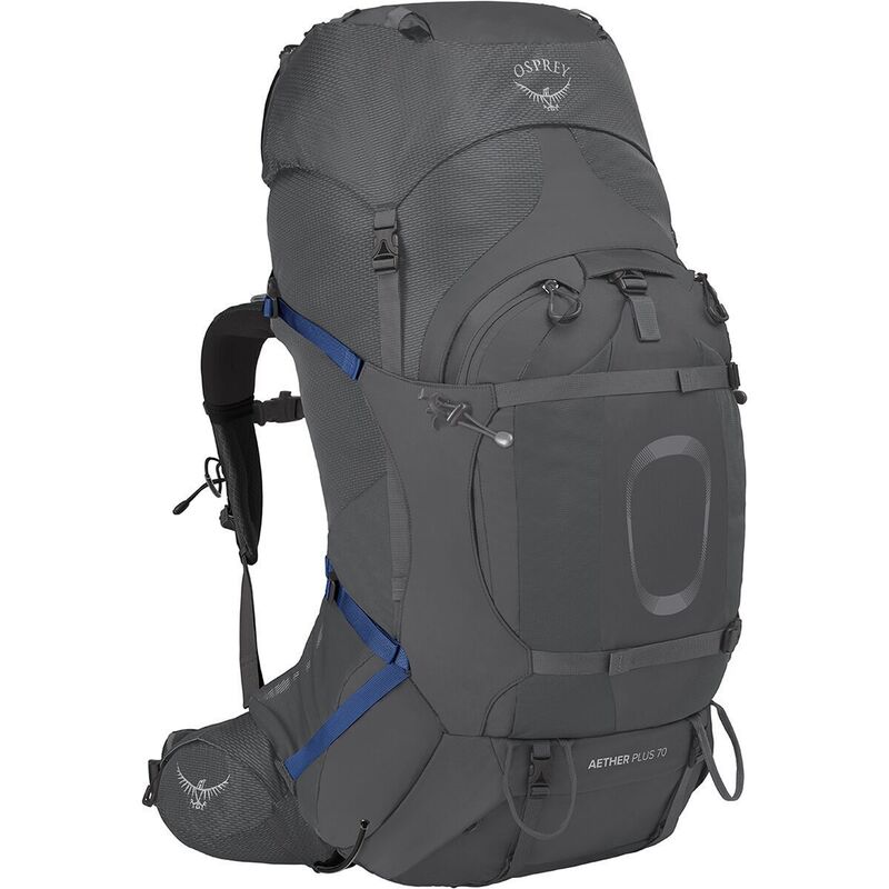 オスプレーパック メンズ 御徒面子 うしろ側容器に並べる・背嚢 足し加える大いさ Osprey Packs Aether Plus 70L Backpack Eclipse Grey 薄墨色