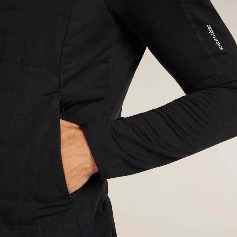 アイスブレーカー メンズ アウター 上衣・上衣 パーカー Icebreaker Merino Blend Quantum Hybrid Zip Hoodie - Men\u0027s Black 黒いこと