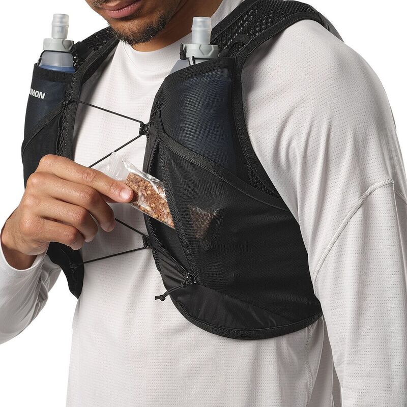 サロモン メンズ バッグ バックパック・リュックサック ベスト Salomon Active Skin 4L Running Hydration Vest + Flasks Black/Metal ブラック