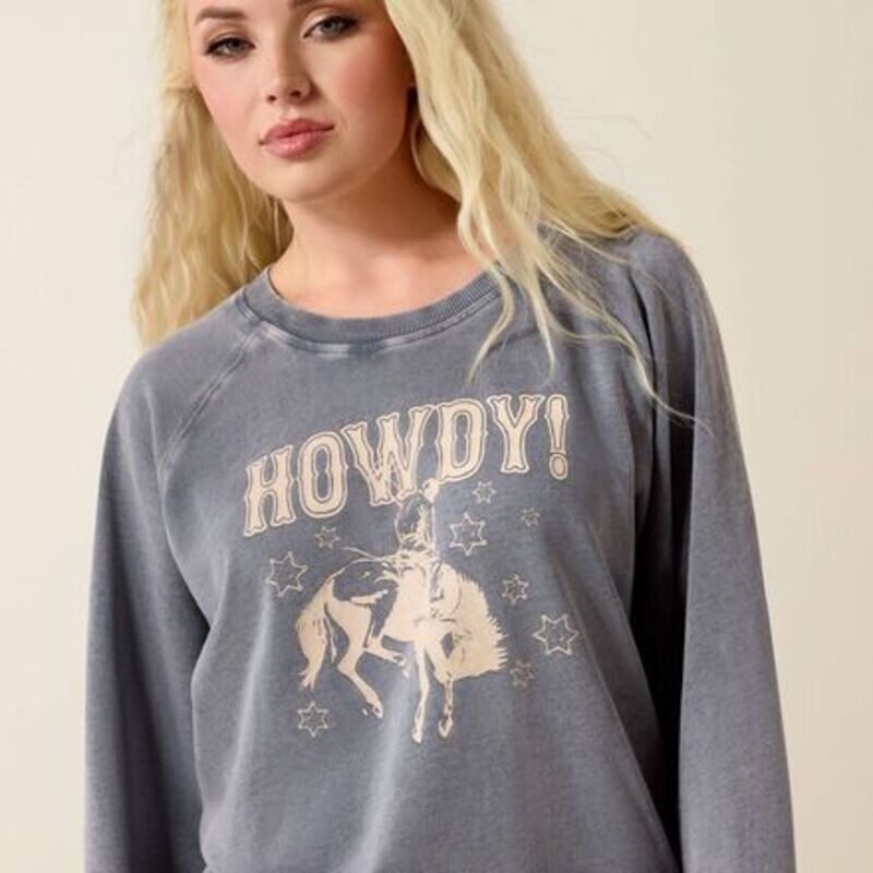 アリアト レディース アウター パーカー・スウェット ヴィンテージ プルオーバー Ariat Vintage Raglan Sweatshirt - Women\u0027s Ombre Blue Mineral Wash 青み