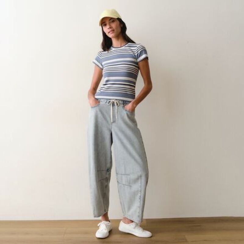 米国海兵隊員 座標軸 レディース トップス プルオーバー Marine Layer Lexi Rib Sun-In Crew T-Shirt - Women\u0027s Blue Multi Stripe 青み