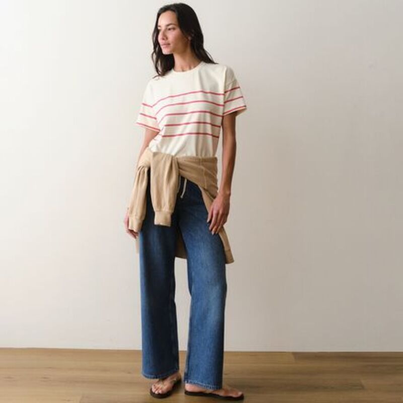 米国海兵隊員 座標軸 レディース トップス プルオーバー プルオーバー Marine Layer Cloud 9 Jersey Stripe Crew T-Shirt - Women\u0027s Red/White Stripe 白いこと