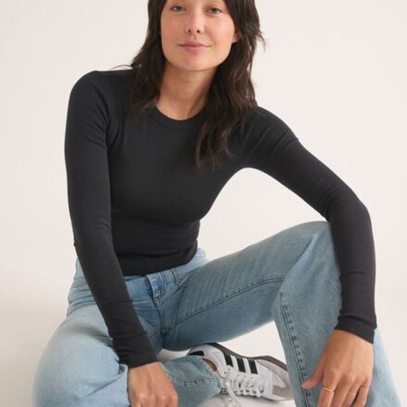 マリーン レイヤー レディース トップス Tシャツ 長袖 Marine Layer Lexi Rib Sun-In Long-Sleeve Crew Top - Women's Black ブラック 14,950円