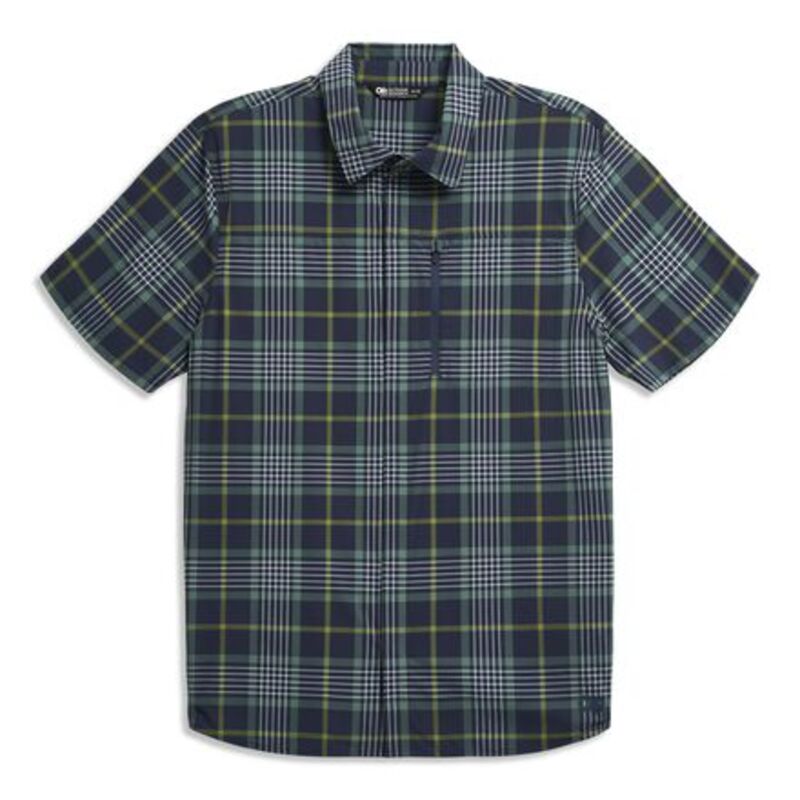 アウトドア問い合わせ メンズ トップス プルオーバー 半袖 Outdooresearch Astroman Short-Sleeve Sun Shirt - Men\u0027s Dark Navy Plaid 米国海軍