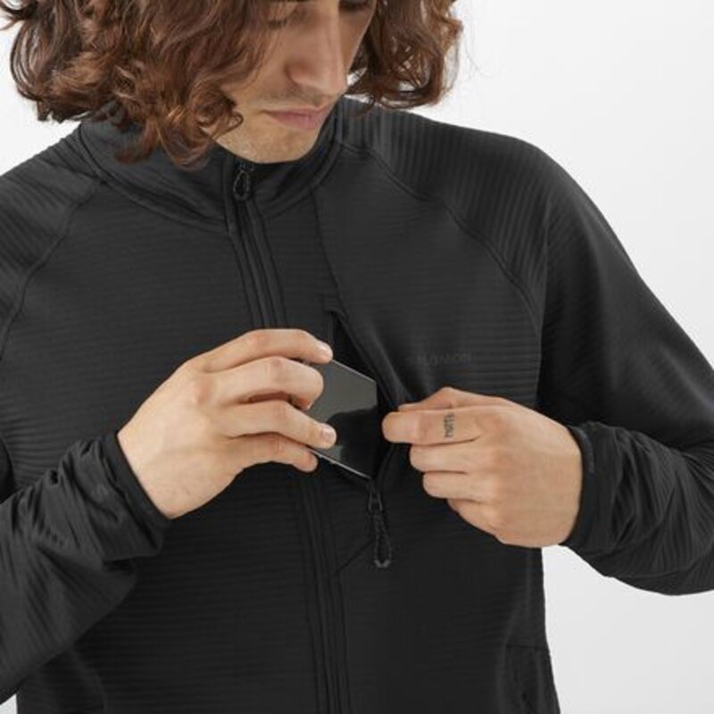 サロモン メンズ アウター ジャケット・ブルゾン Salomon Sntialightwarm Full-Zip Jacket - Men's Deep Black ブラック