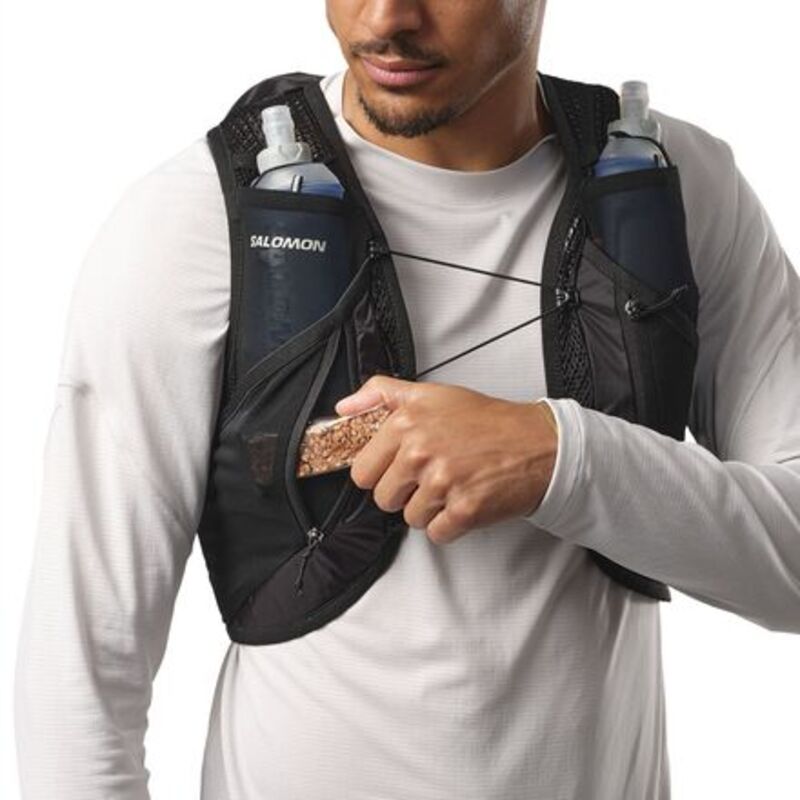 サロモン メンズ バッグ バックパック・リュックサック ベスト Salomon Active Skin 12L Hydration Vest Set Black/Metal ブラック