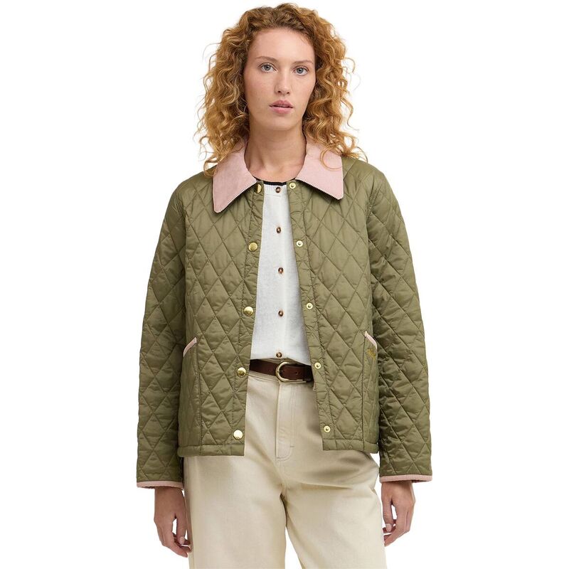 バブアー レディース アウター ジャケット・ブルゾン キルティング クロップド Barbour Icons Cropped Liddesdale Quilted Jacket - Women's Bleached Olive/Ancient/Gardenia オリーブ
