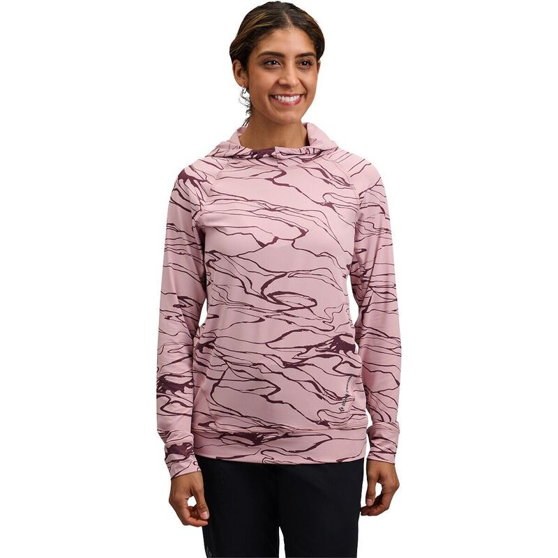 黒いこと金剛石 レディース トップス プルオーバー 長袖 Black Diamond Alpenglow Hooded Long-Sleeve Shirt - Women\u0027s Relief/Meadow Rose/Fig