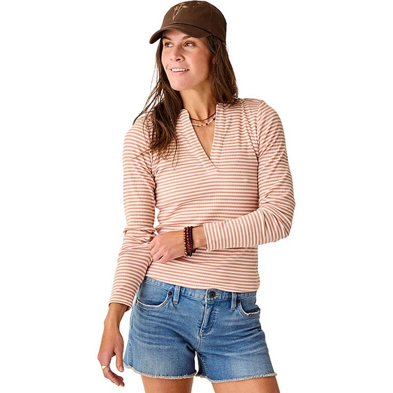 カーブデザイン レディース トップス Tシャツ Carve Designs Ever Henley Top - Women's Crema Stripe ストライプ